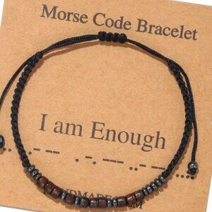 "I AM ENOUGH" Morse Code Bracelets w/Adjustable String Inspirational Message